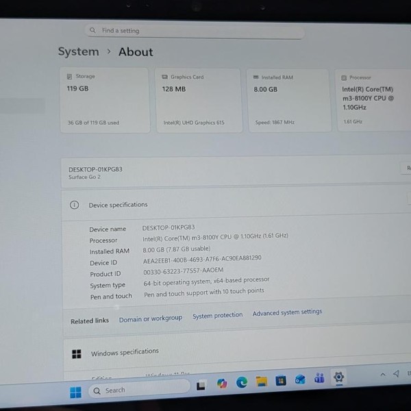 Microsoft Surface Go 2 - Wi-Fi, 128 GB, Gray, 8 GB, Intel Core m3