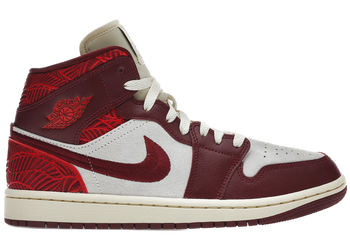 Jordan 1 Mid SE Tiki Leaf Team Red (Women's) for sale