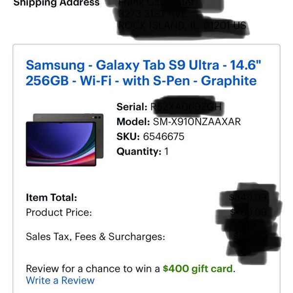 Samsung Galaxy Tab S9 Ultra - Wi-Fi, 256 GB, Graphite, 12 GB, SM-X910