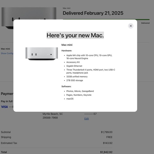 Mac Mini 2024 - 2 TB, 32 GB, Apple M4