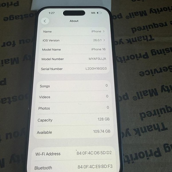 Apple iPhone 16 - Unlocked, 128 GB, Black, A3081