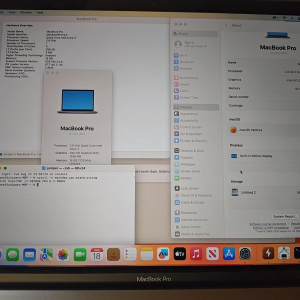 MacBook Pro 2017 (With Touch Bar) - 15 inch - I7, Gray, 512 GB, 16 GB