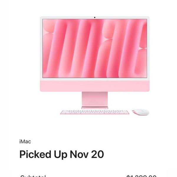 iMac 2024 24 inch - 256 GB, Pink, 16 GB, Apple M4, WiFi Only, 8-core GPU