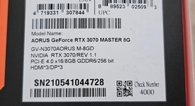 Used
													Gigabyte GeForce RTX 3070 - GV-N3070AORUS M-8GD, Aorus Master, photo 3 of 8