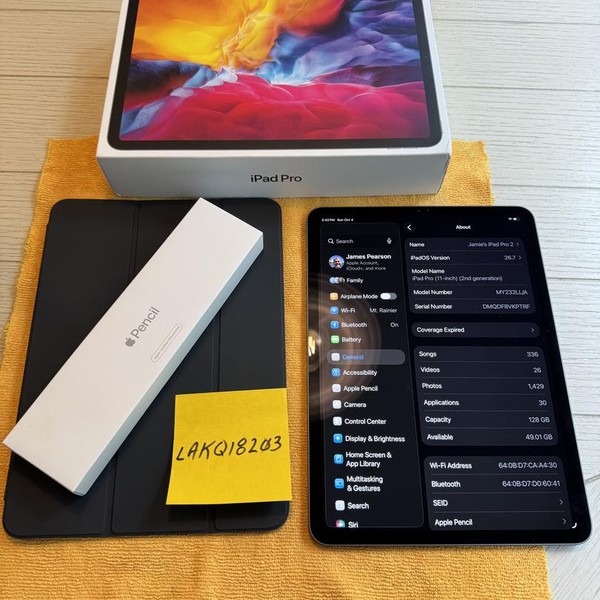 Apple iPad Pro 11 inch 2nd Gen 2020 - Wi-Fi, 128 GB, Gray, A2228