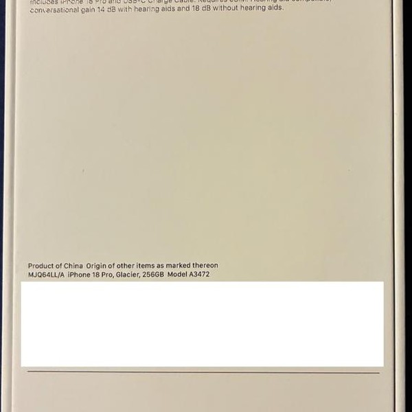 Apple iPhone 18 Pro - Unlocked, 256 GB, Glacier, a3472