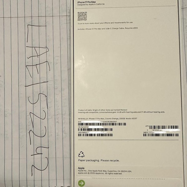 Apple iPhone 17 Pro Max - Unlocked, 256 GB, Cosmic Orange, A3257