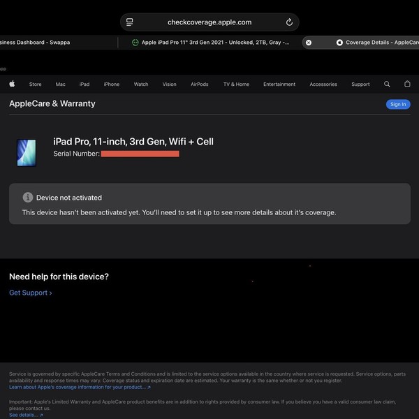Apple iPad Pro 11 inch 3rd Gen 2021 - Unlocked, 2 TB, Gray