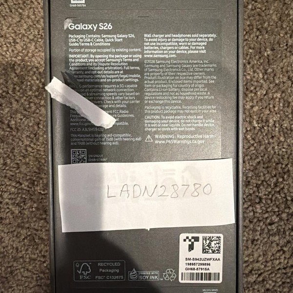 Samsung Galaxy S26 - Unlocked, 512 GB, White, 12 GB, SM-S942U1