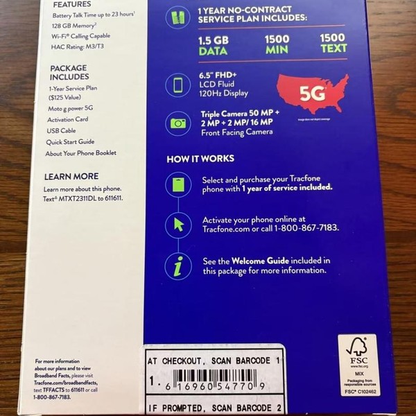 Moto G Power 5G 2024 - TracFone, 128 GB, Black, 8 GB