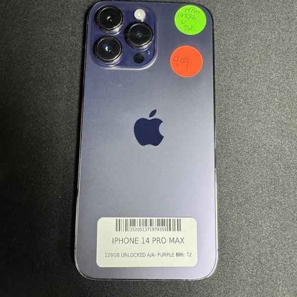 Apple iPhone 14 Pro Max - Unlocked, 128 GB, Purple, A2651