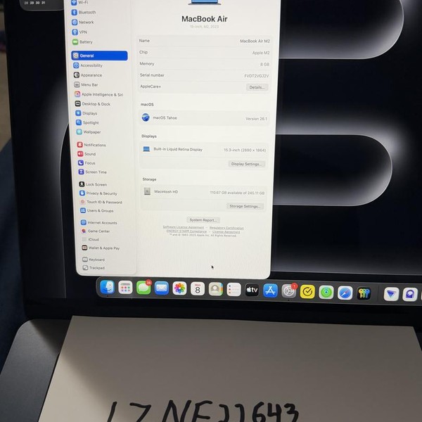 MacBook Air 2023 (M2) - 15 inch - 256 GB, Midnight, 8 GB, Apple M2