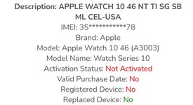 New
													Apple Watch Series 10 46mm - Unlocked, Natural, A3003 - Cellular, Titanium, photo 5 of 5