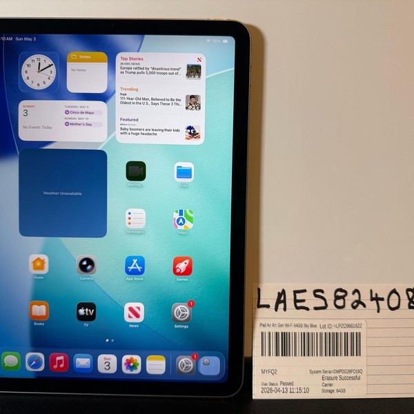Apple iPad Air (4th Gen) - Wi-Fi, 64 GB, Sky Blue, A2316
