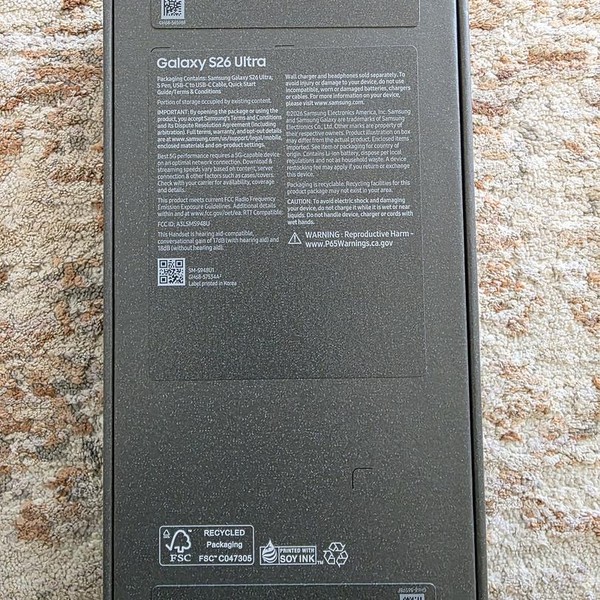 Samsung Galaxy S26 Ultra - Unlocked, 1 TB, Black, 16 GB, SM-S948U1