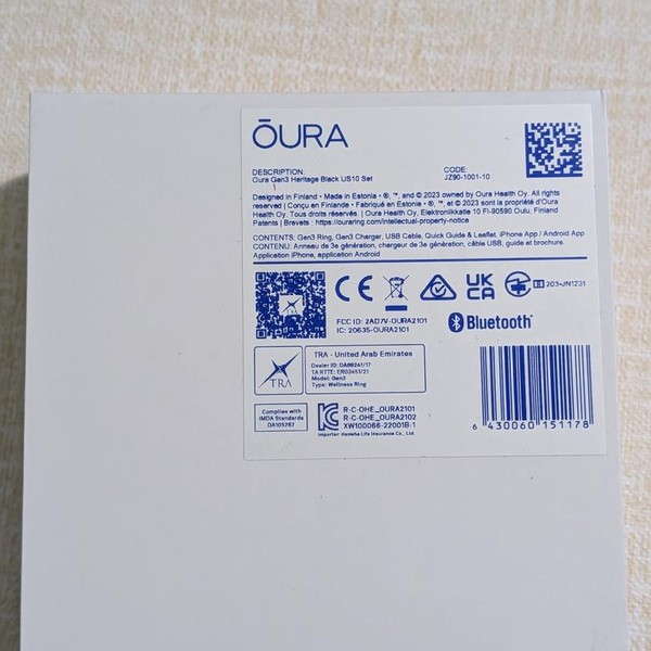 Oura Ring Gen 3 - Black, Size 10, Heritage