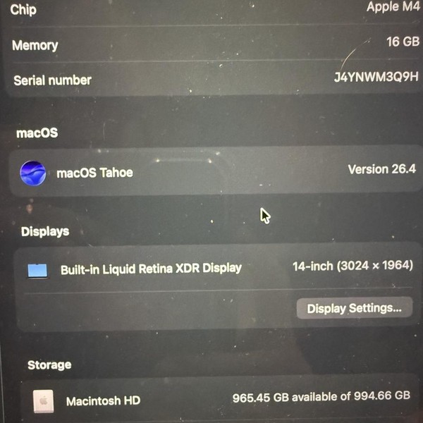 MacBook Pro 2024 - 14 inch - 1 TB, Space Black, 16 GB, Apple M4