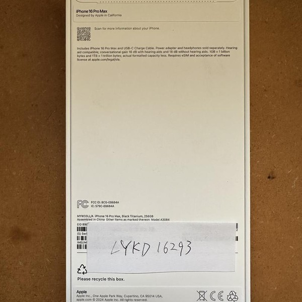 Apple iPhone 16 Pro Max - Unlocked, 256 GB, Black, A3084