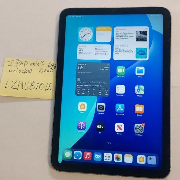 Apple iPad Mini 6th Gen - Unlocked, 64 GB, Gray, A2568