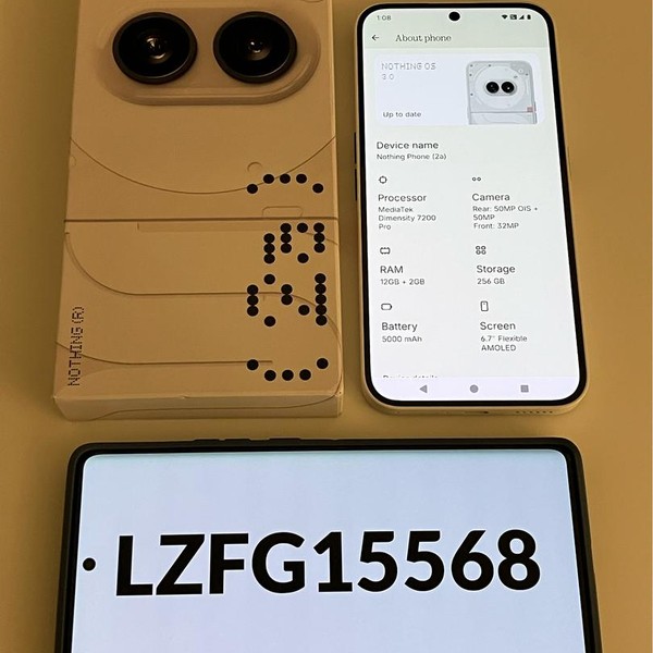 Nothing Phone (2a) - Unlocked, 256 GB, White, 12 GB