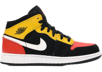 Jordan 1 Mid Black Amarillo Team Orange (GS) for sale