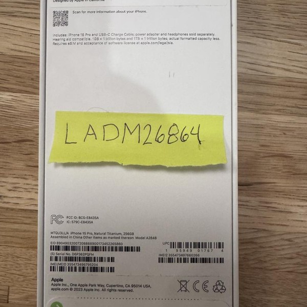 Apple iPhone 15 Pro - Verizon, 256 GB, Natural, A2848