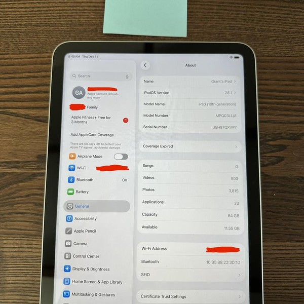 Apple iPad 10th Gen - Wi-Fi, 64 GB, Silver, A2696