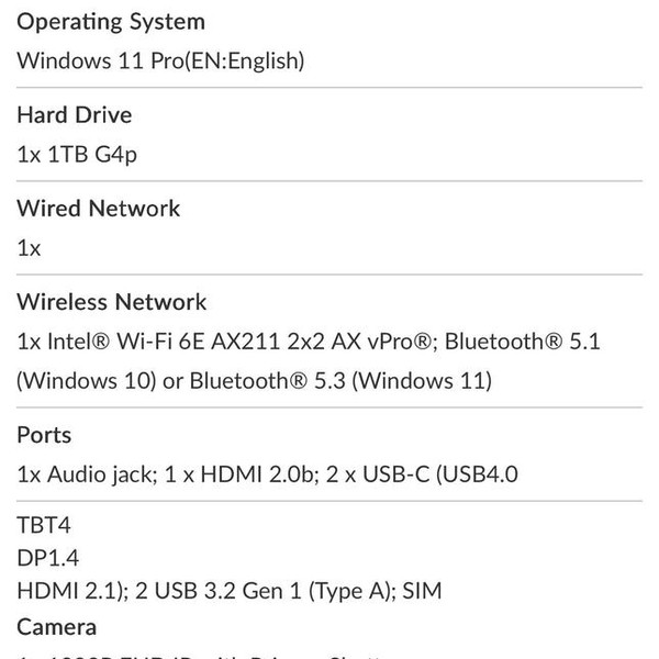 Lenovo ThinkPad X1 Carbon (11th Gen) - 1 TB, Black, 32 GB, Intel Core i7
