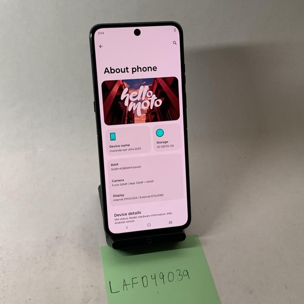 Motorola Razr Ultra (2025) - Unlocked, 512 GB, PANTONE Scarab, 16 GB