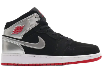 Jordan 1 Mid Black Red Silver (GS) for sale