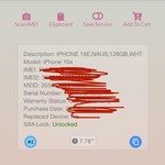 New Apple iPhone 16e - Unlocked, 128 GB, White, A3212