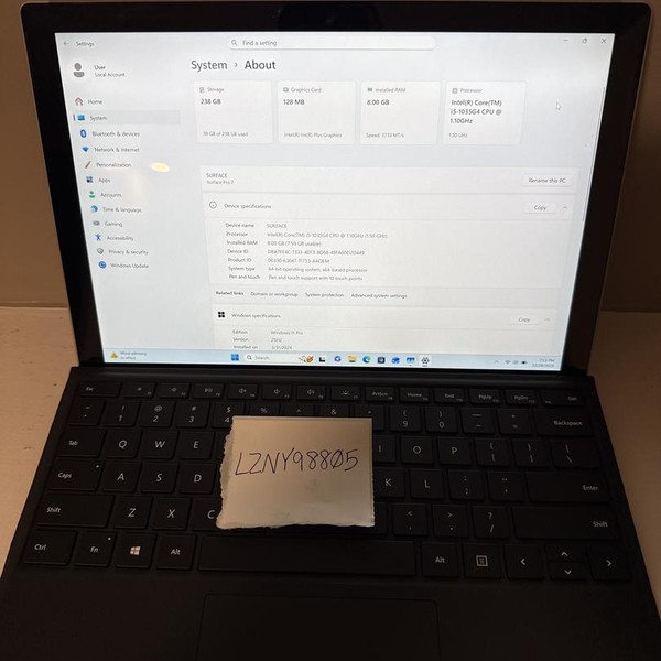 Microsoft Surface Pro 7 - I5, Platinum, 256 GB, 8 GB