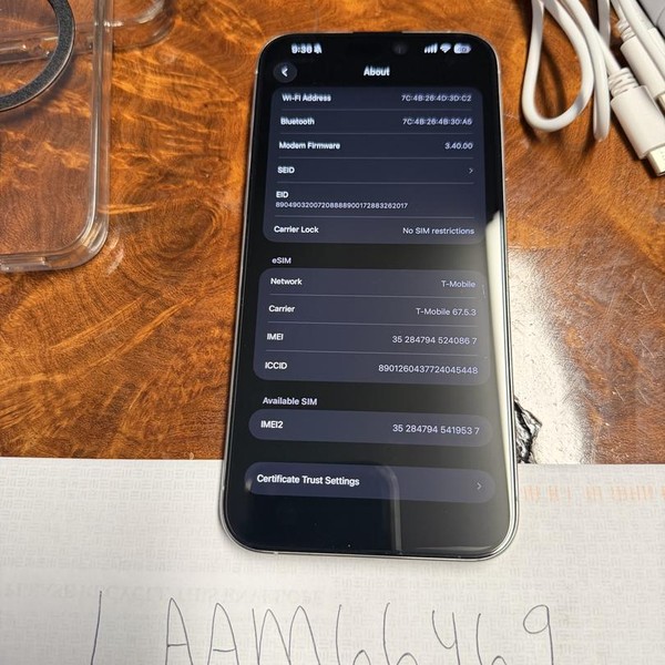 Apple iPhone 15 Pro Max - Unlocked, 256 GB, White, A2849