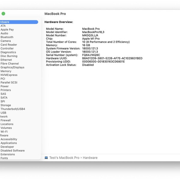 MacBook Pro 2021 - 14 inch - 1 TB, Silver, 16 GB, Apple M1 Pro 10-core