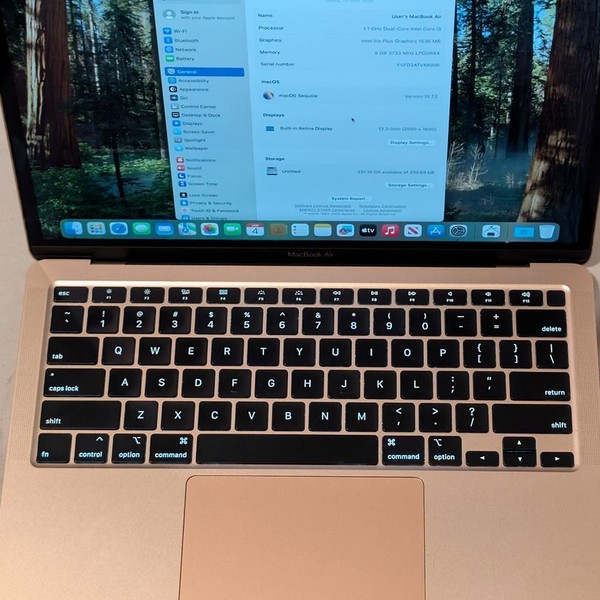 MacBook Air 2020 - 13 inch - 256 GB, Gold, 8 GB, Intel Core i3