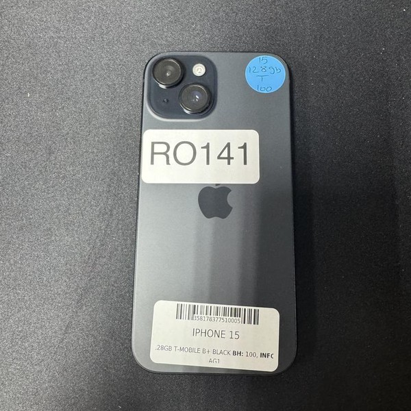 Apple iPhone 15 - T-Mobile, 128 GB, Black, A2846