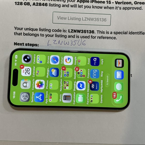 Apple iPhone 15 - Verizon, 128 GB, Green, A2846