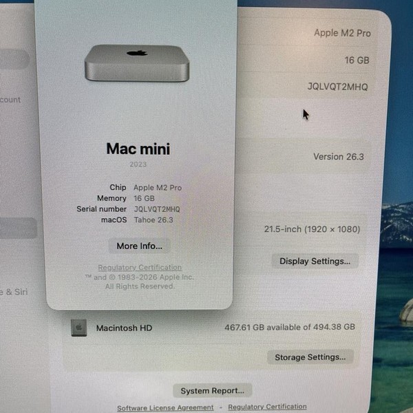 Mac mini 2023 - 512 GB, 16 GB, Apple M2 Pro 10-core, 1 Gigabit Ethernet