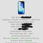 Mint Apple iPhone 13 - Unlocked, 128 GB, Midnight, A2482