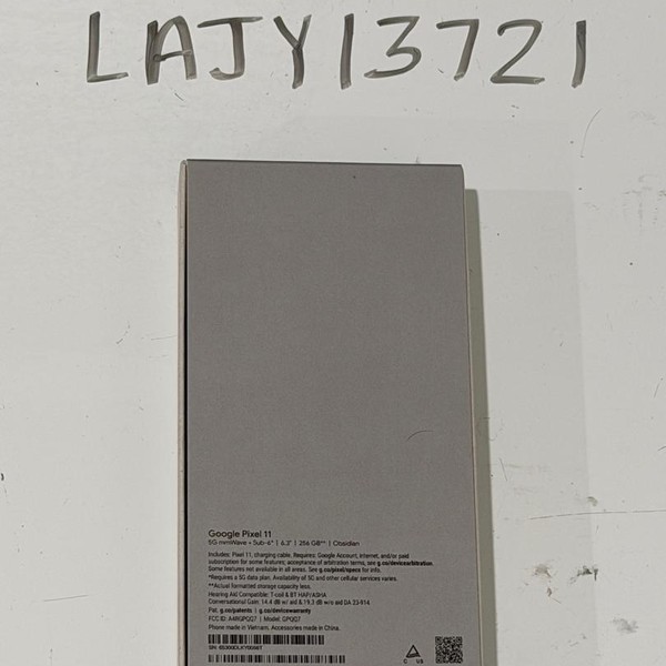 Google Pixel 11 - Unlocked, 256 GB, Obsidian, 12 GB, GPQQ7