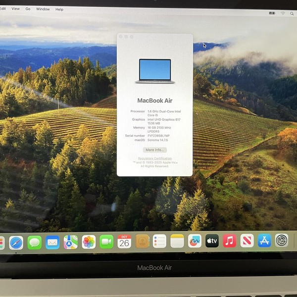 MacBook Air 2019 - 13 inch - 256 GB, Silver, 16 GB, Intel Core i5