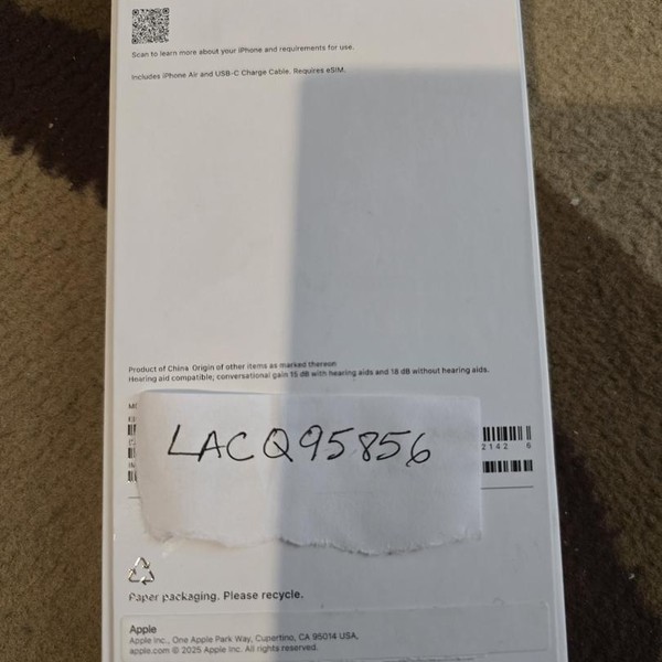 Apple iPhone Air - Unlocked, 256 GB, Sky Blue, A3260