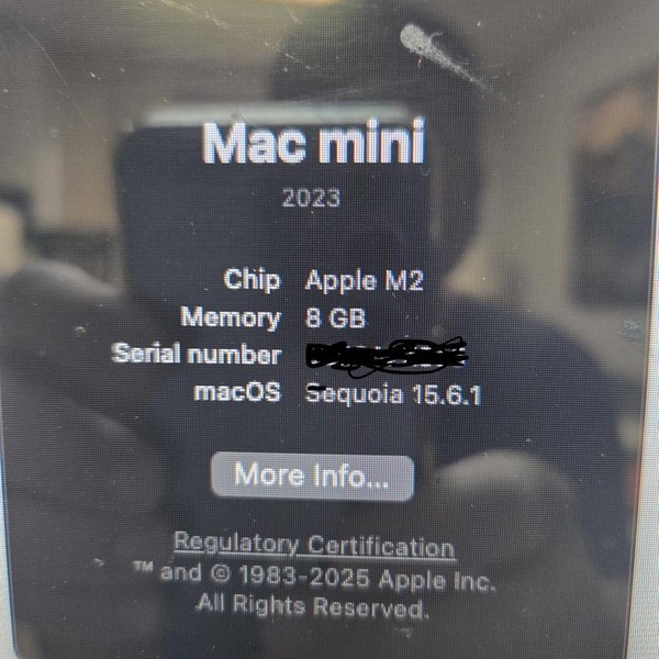 Mac mini 2023 - 256 GB, 8 GB, Apple M2, 1 Gigabit Ethernet