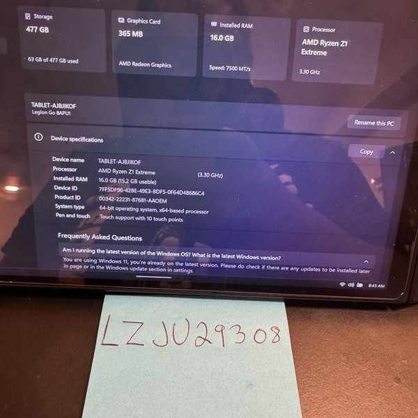 Lenovo Legion Go - 512 GB, Black, 16 GB, AMD Ryzen Z1 Extreme