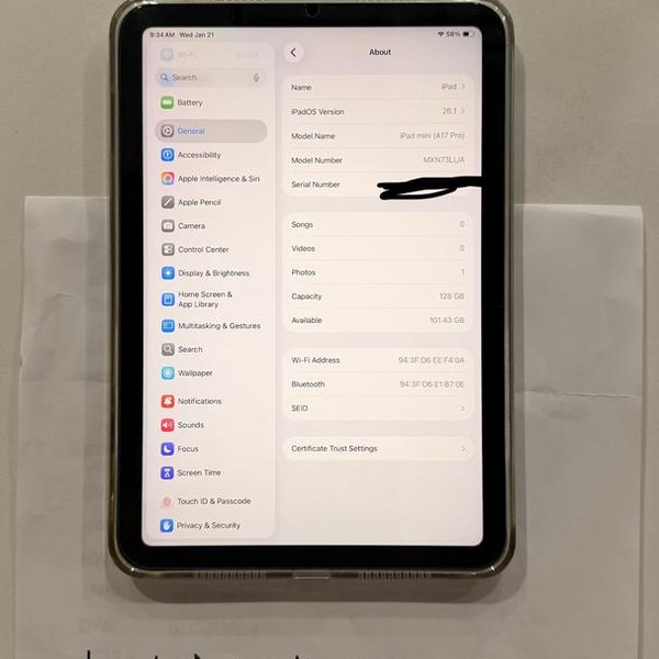 Apple iPad Mini 7th Gen - Wi-Fi, Blue, 128 GB, A2993