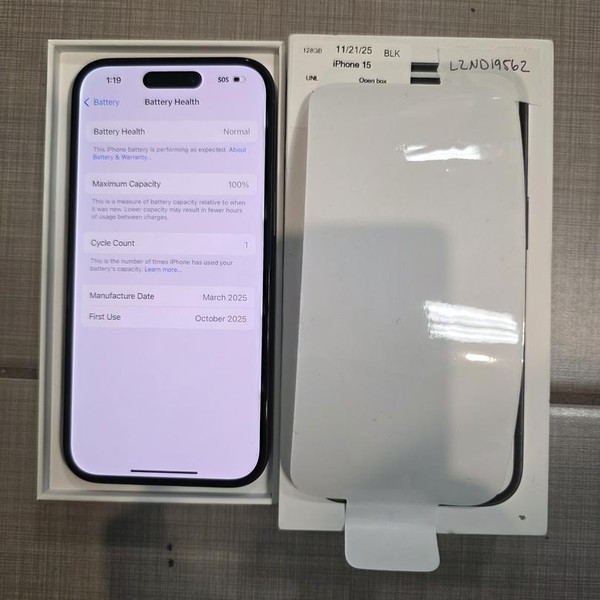 Apple iPhone 15 - Unlocked, 128 GB, Black, A2846