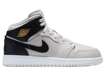 Jordan 1 Mid Light Bone Metallic Gold Black (GS) for sale