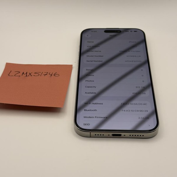 Apple iPhone 16 Pro Max - Unlocked, 512 GB, White, A3084