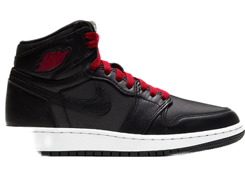 Jordan 1 Retro High Black Satin Gym Red Black (GS) for sale