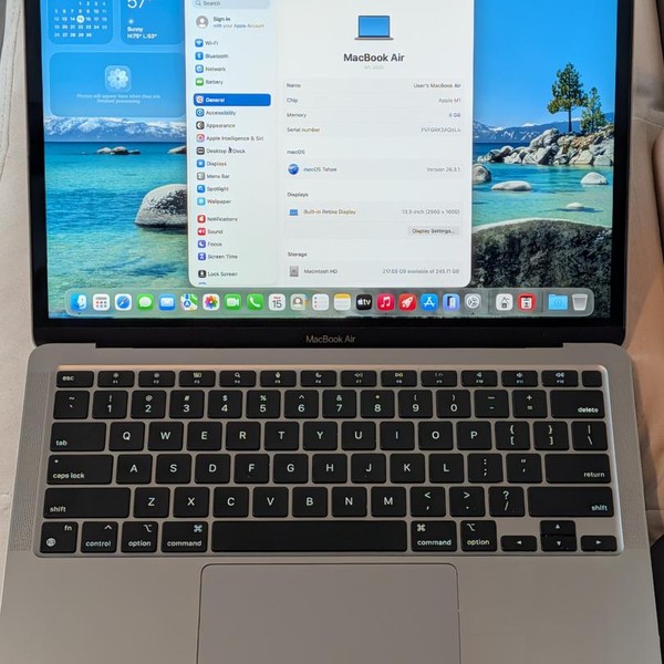 MacBook Air 2020 - 13 inch - 256 GB, Gray, 8 GB, Apple M1